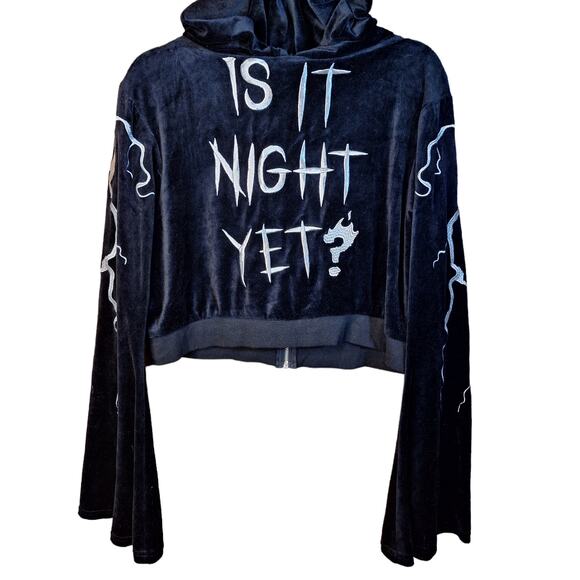Dolls Kill X universal monsters lightening is it night yet? Velour crop hoodie - Picture 2 of 4